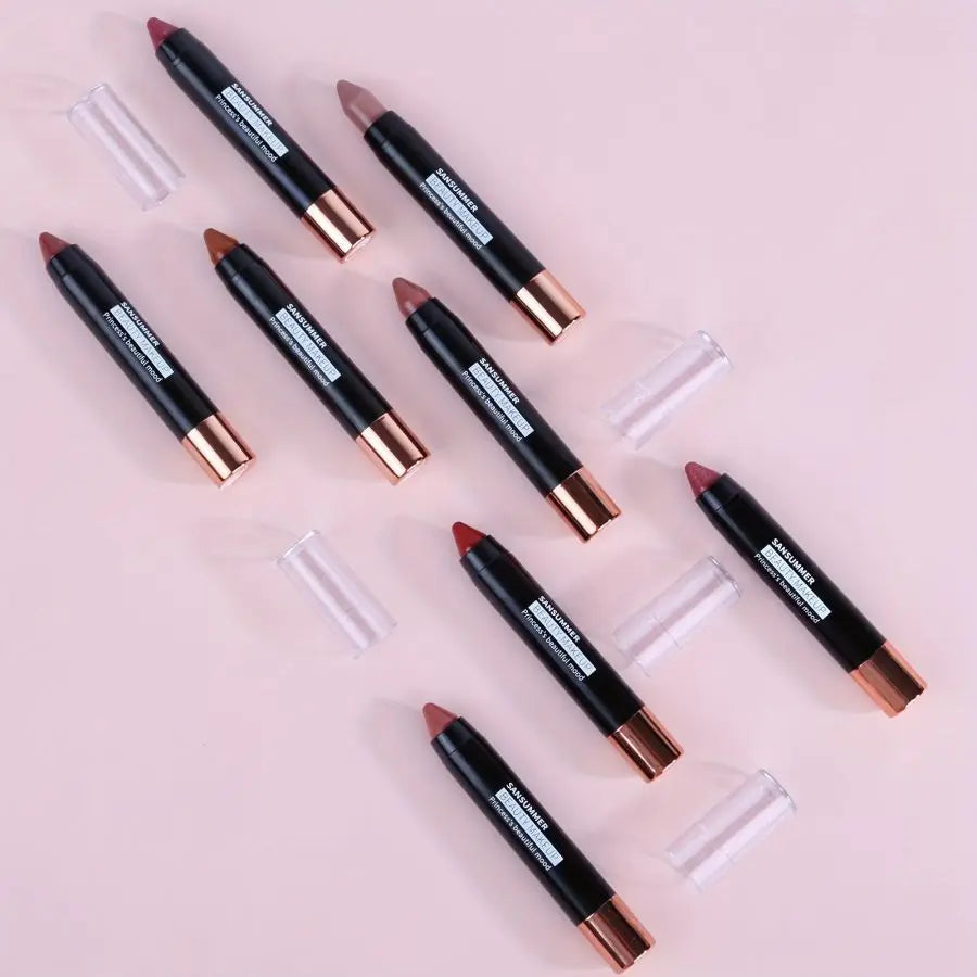 VIBE 8-Color Matte Moisturizing Lipstick Crayons – Waterproof