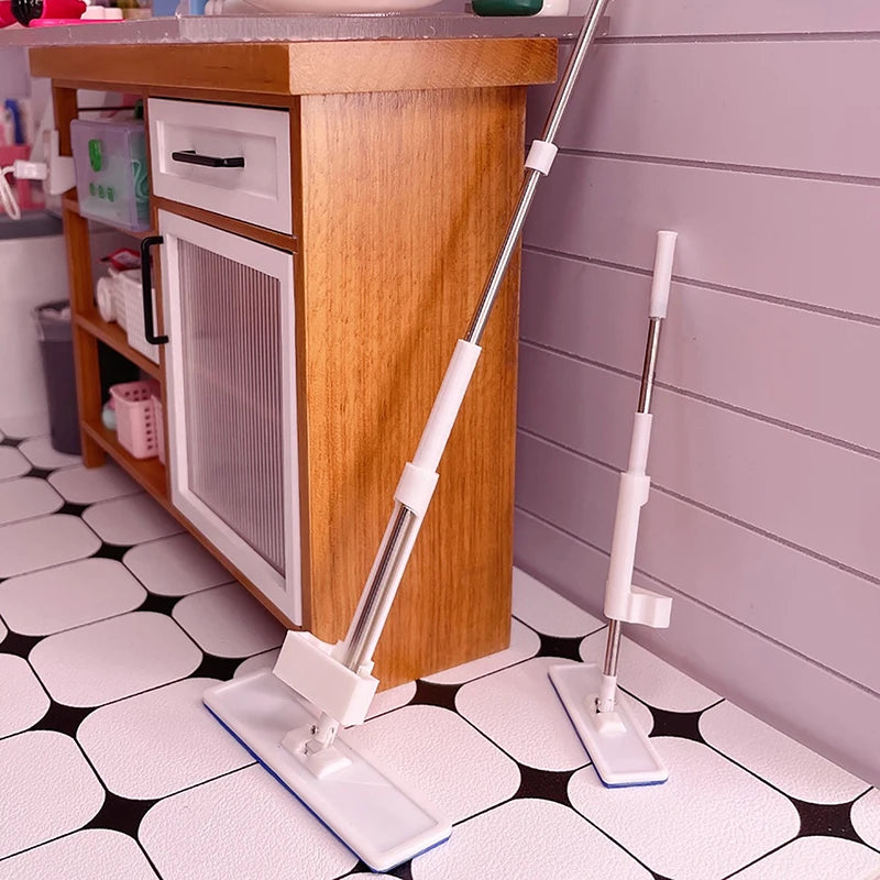 1:12 Dollhouse Miniature Mop – Lifelike Cleaning Accessory