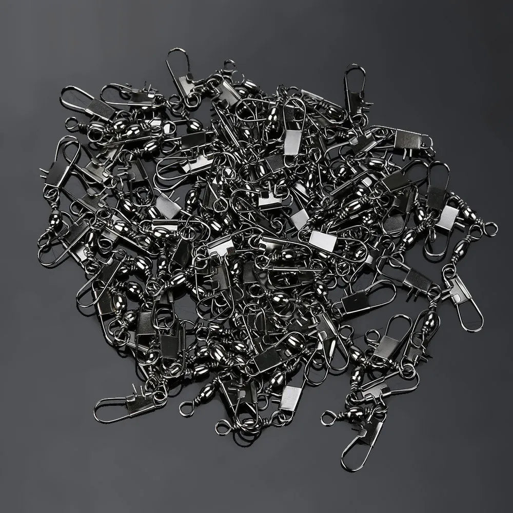 100-Pack Fishing Swivel Snap Connector Rings – Alloy Pin