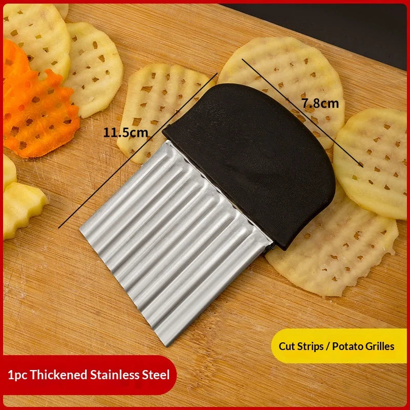 Stainless Steel Crinkle Cutter – Wavy Potato & Veggie Slicer
