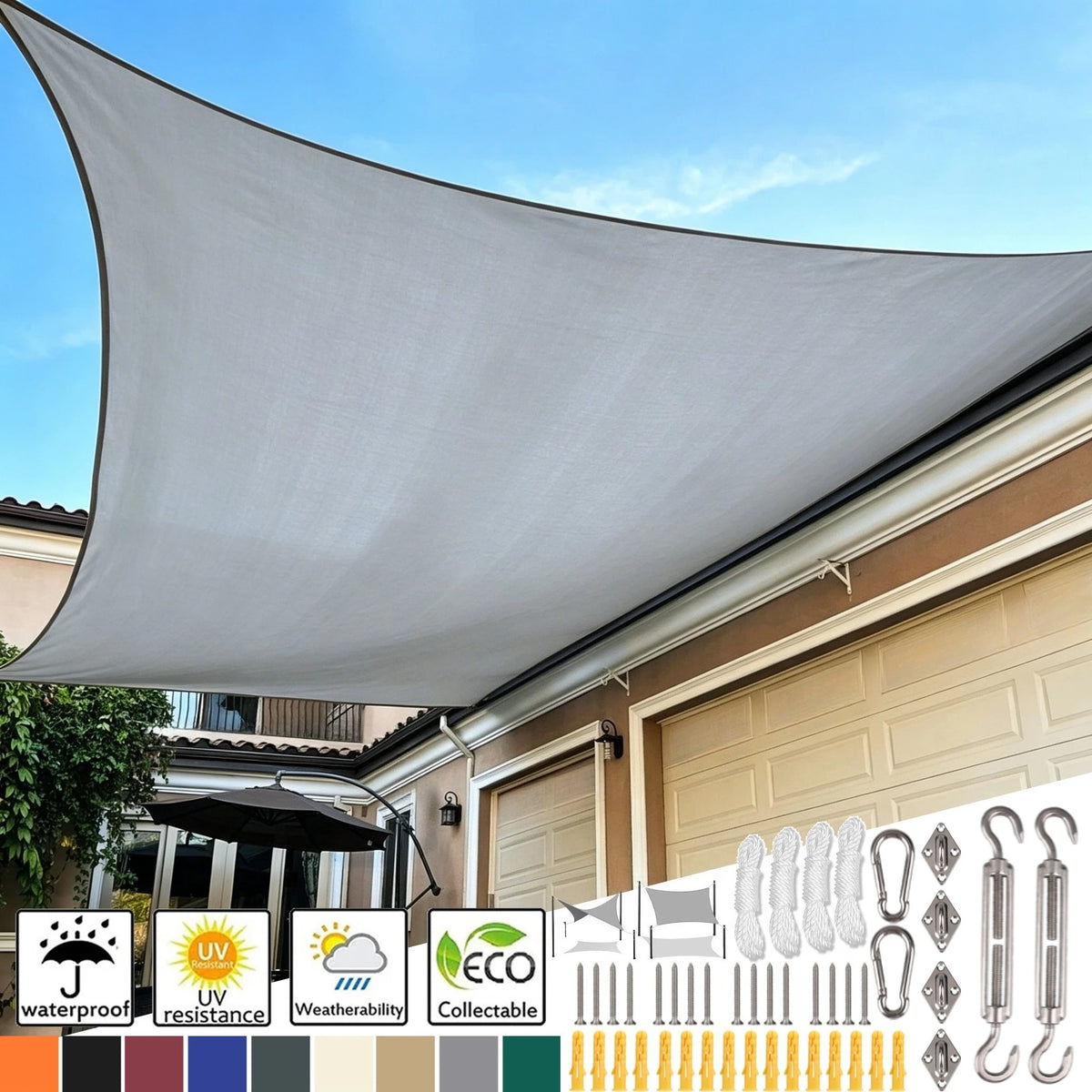 Rectangle Sun Shade Sail – 98% UV Block Waterproof Canopy