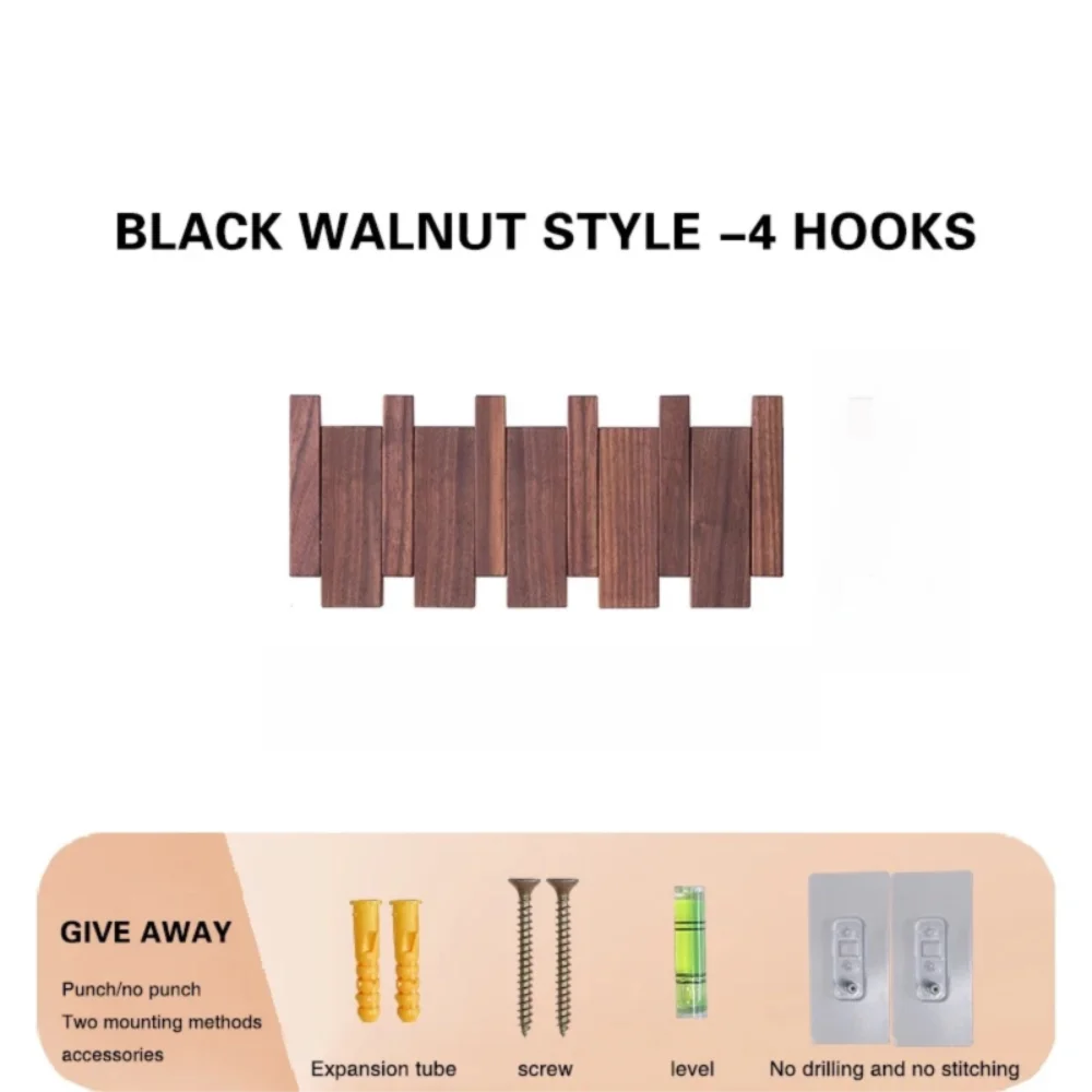Wall Mounted Wood Coat Rack 8 Hooks – Piano Key Design