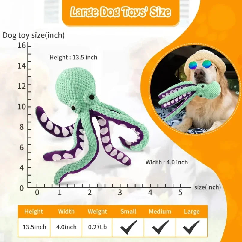 Plush Squeaky Octopus Dog Toy – Interactive Chew & Fetch