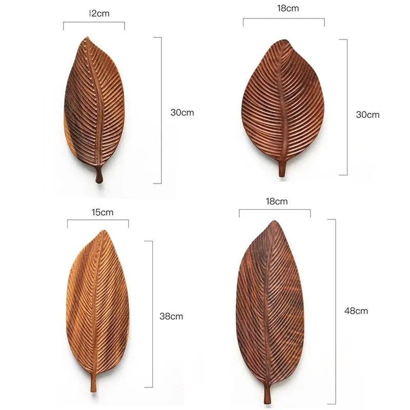 Handmade Wooden Leaf Tray – Serving Platter for Meals & Salads
