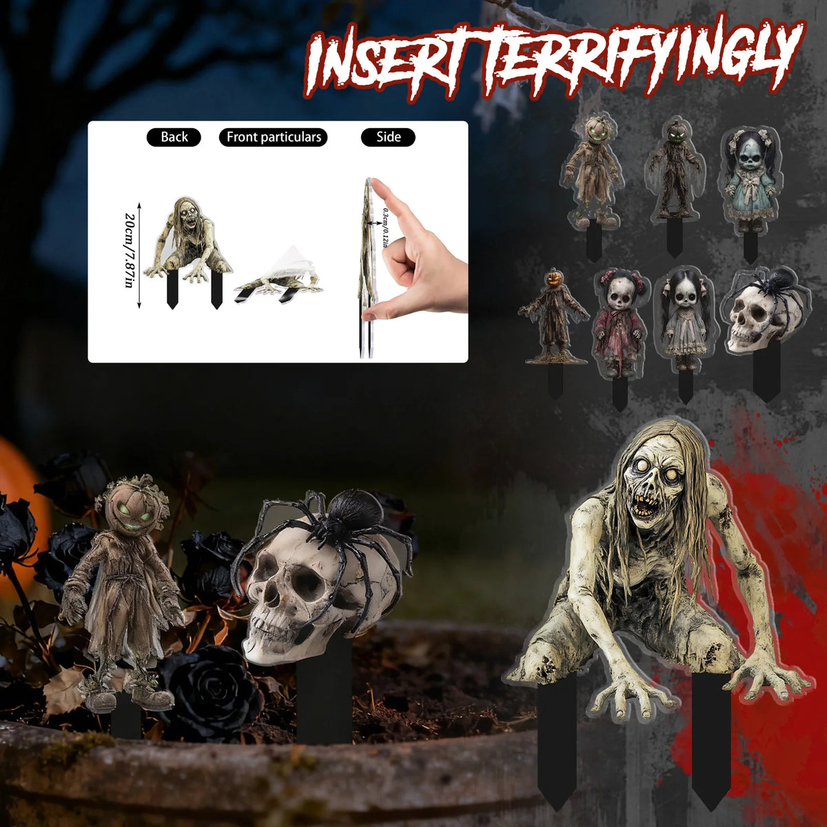 Zombie Skull Stake Halloween Yard Decoration Horror Prop