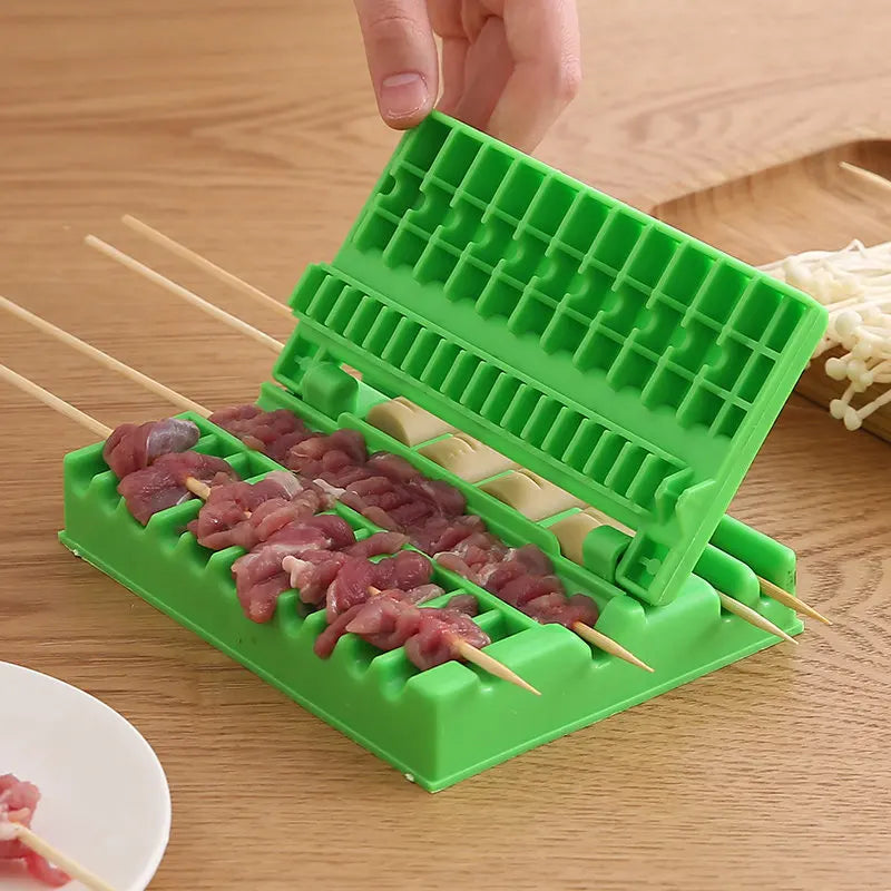 Manual BBQ Kebab Skewer Tool – Fast Meat & Veggie Stringer
