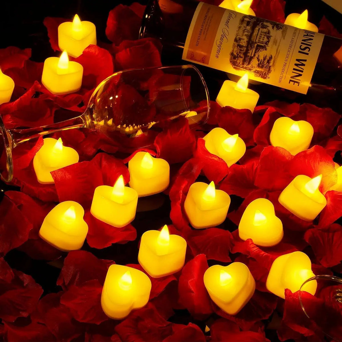 24-Pack Flameless LED Heart Tea Light Candles – Wedding Decor