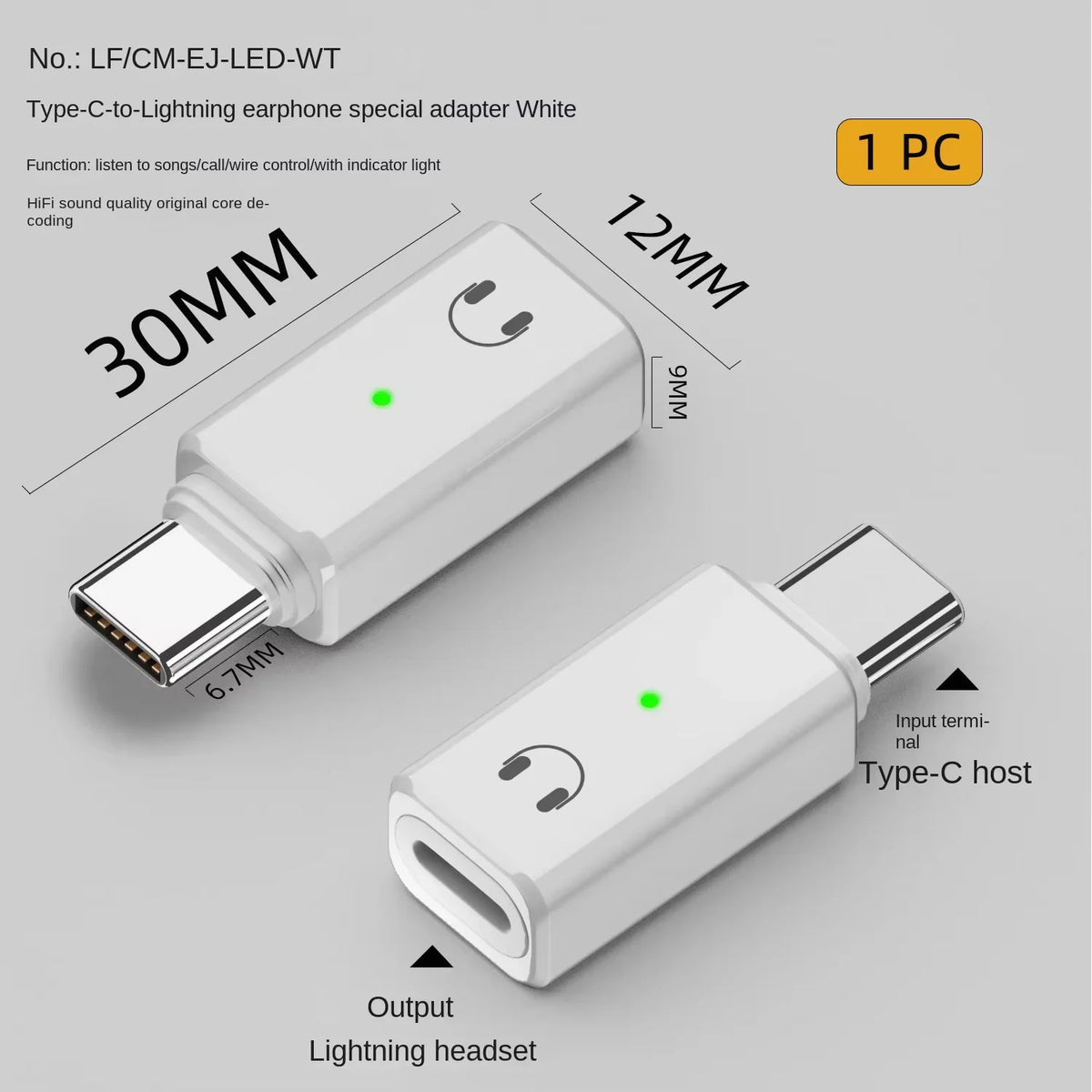 USB-C to Lightning Audio Adapter | Aluminum Earphone Converter