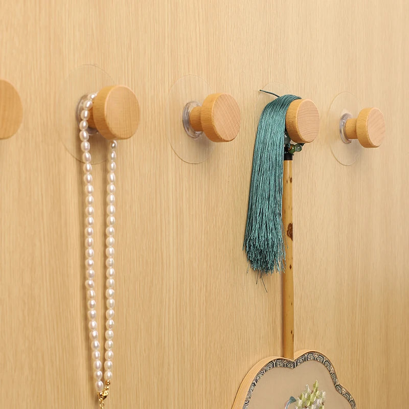 Self-Adhesive Wooden Wall Hooks – No-Drill Hat & Coat Rack