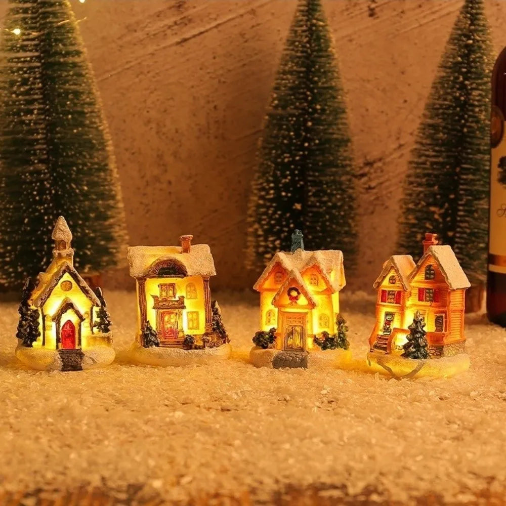 LED Christmas Village House Ornament – Resin Miniature Decor