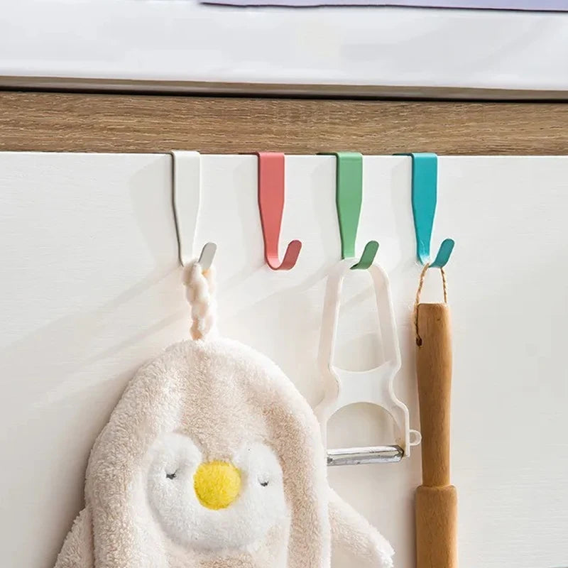 Punch-Free Cabinet Door Hook – Metal Towel & Coat Hanger