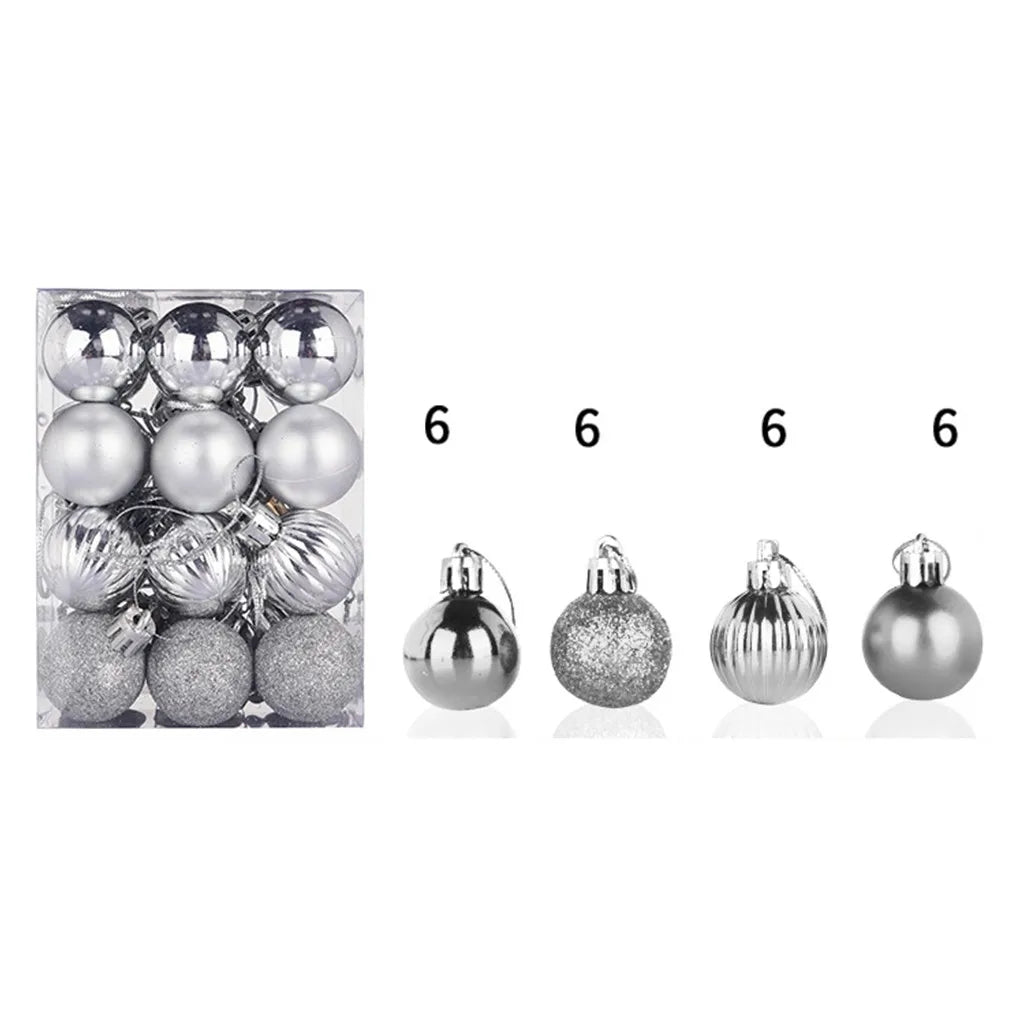 24-Pack 30mm Christmas Ball Baubles Glitter Tree Ornaments