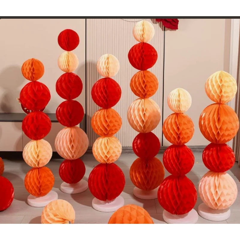 Round Honeycomb Paper Balls DIY Colorful Party Decorations