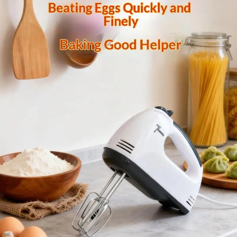 7-Speed Electric Hand Mixer with Beaters & Dough Hooks