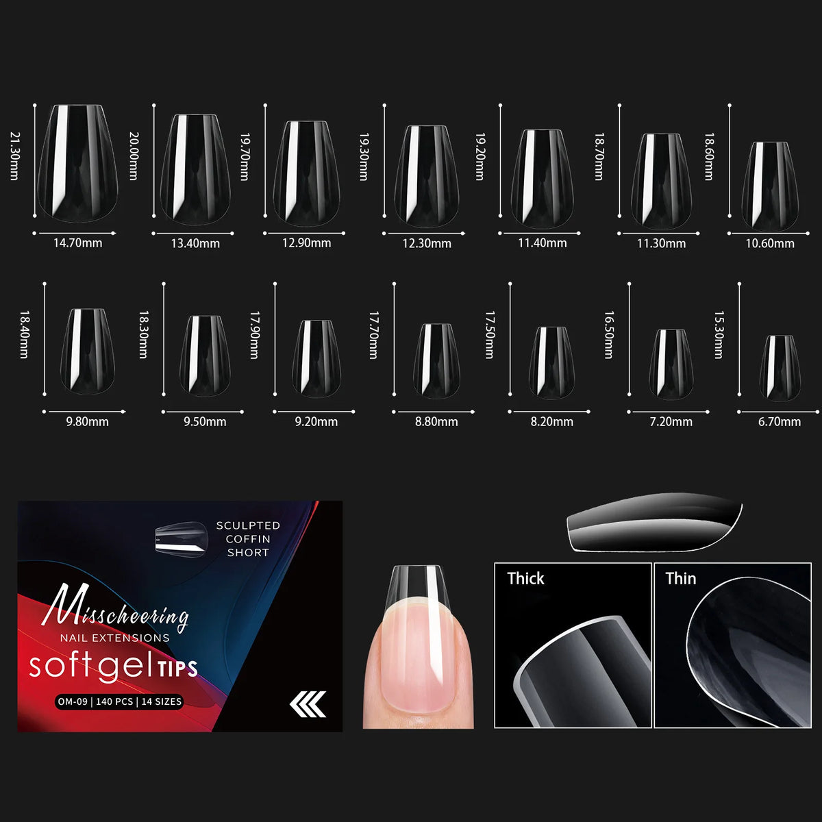 120pcs Clear Soft Gel Nail Tips – 14 Arch Styles Full Cover