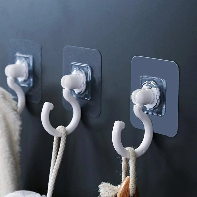 2-Pack 360° Rotatable Self-Adhesive Ceiling & Wall Hooks