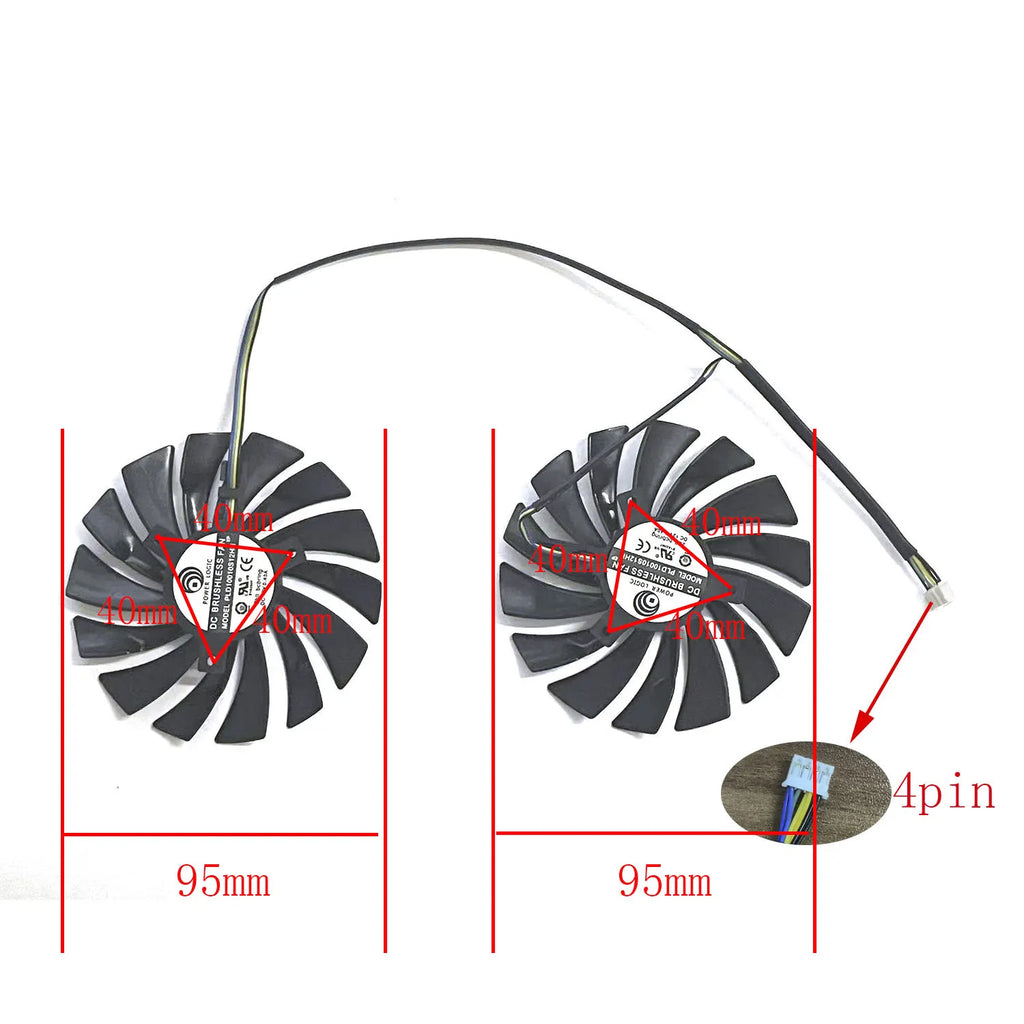 MSI GTX 980Ti 960 GPU Replacement Fan 95mm 4-Pin PLD10010S12HH