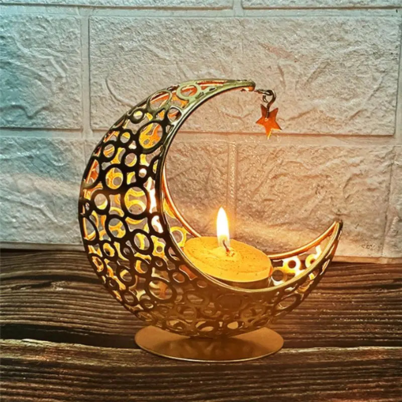 Metal Moon Candle Holder – Ramadan Eid Mubarak Decor