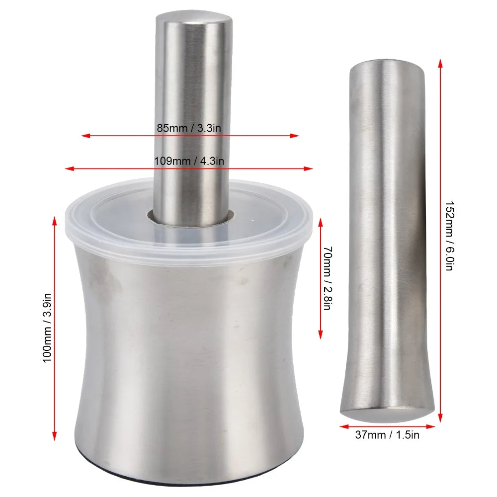 Stainless Steel Mortar & Pestle Set – Non-Slip, Dishwasher Safe