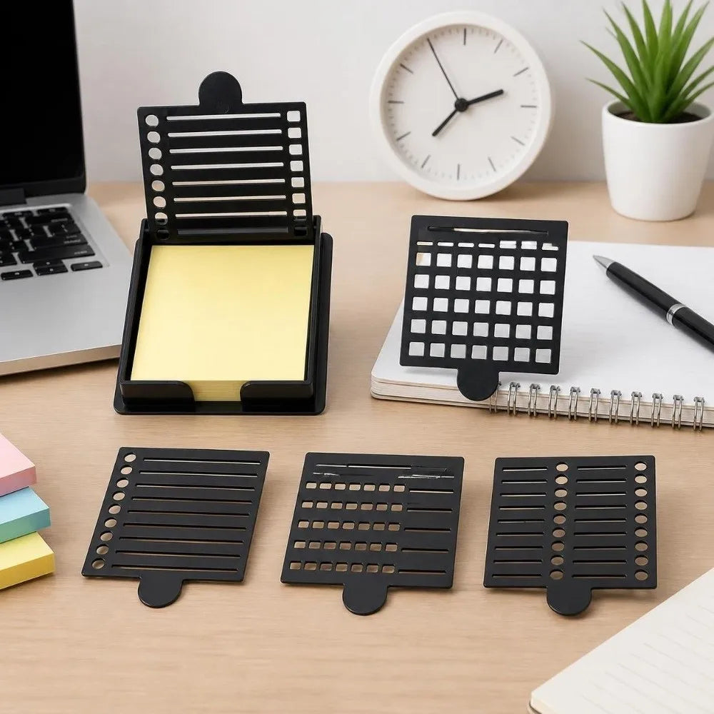 6-Piece Reusable Sticky Note Stencil Set with Storage Box