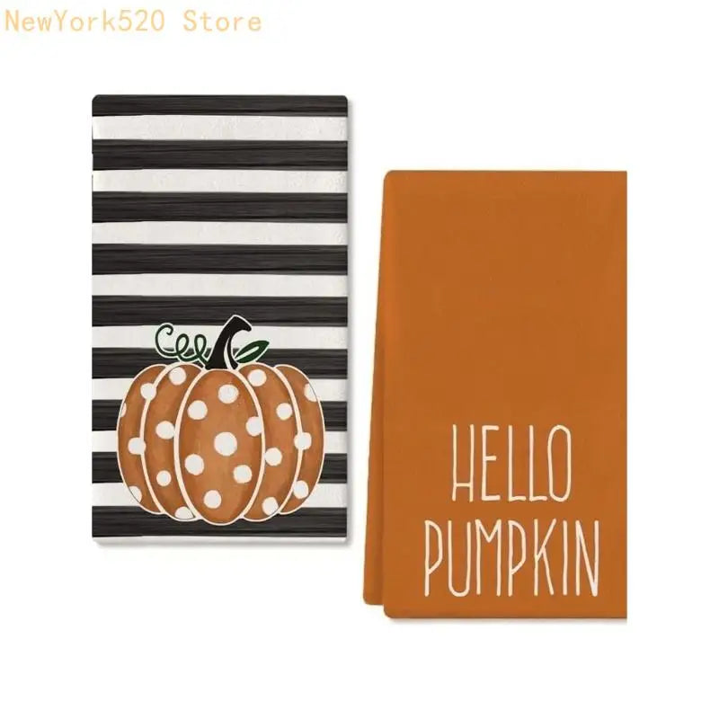 Thanksgiving Pumpkin Hand Towels – Soft Absorbent 2-Pack