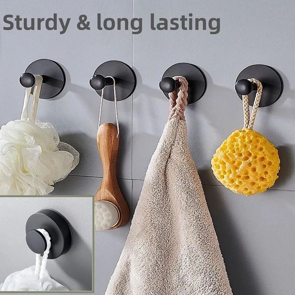 4-Pack No-Drill Suction Cup Hooks for Shower, Kitchen & Bathroom