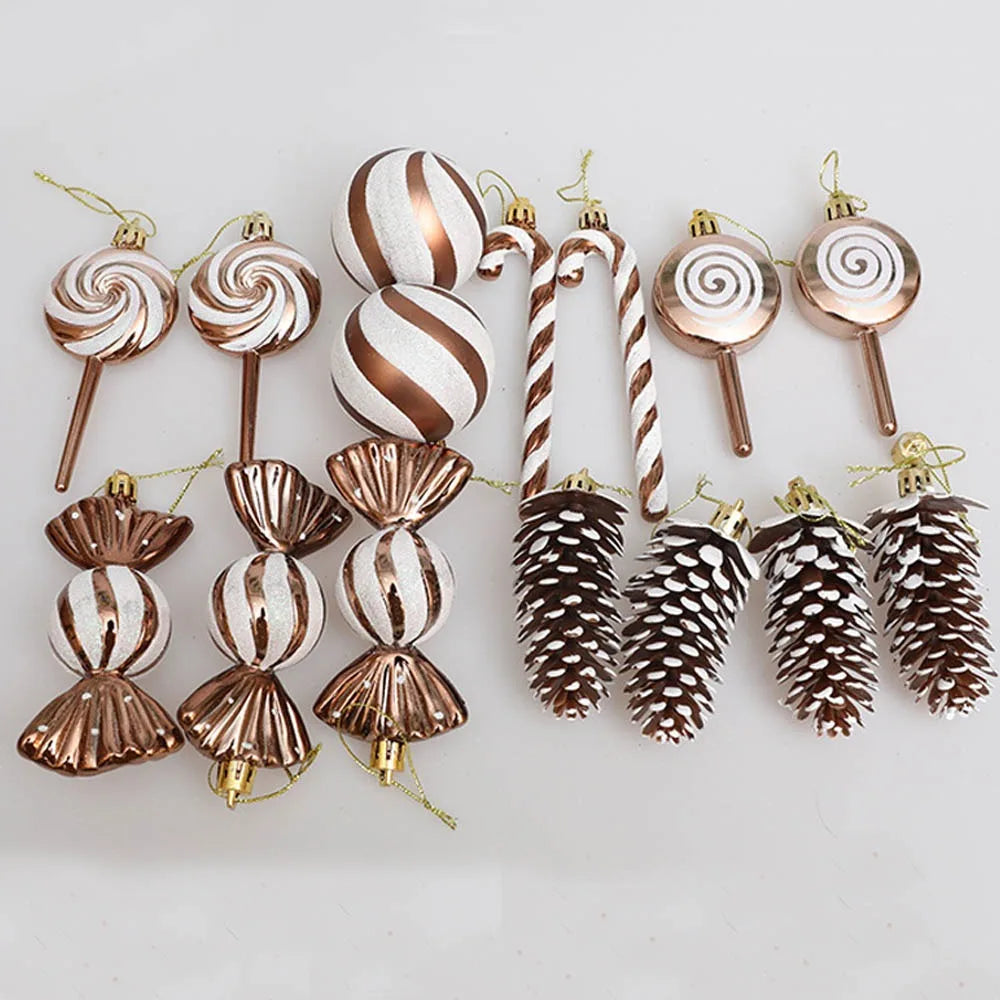 15-Pc Candy Cane Christmas Ball Ornaments – Xmas Tree Decor