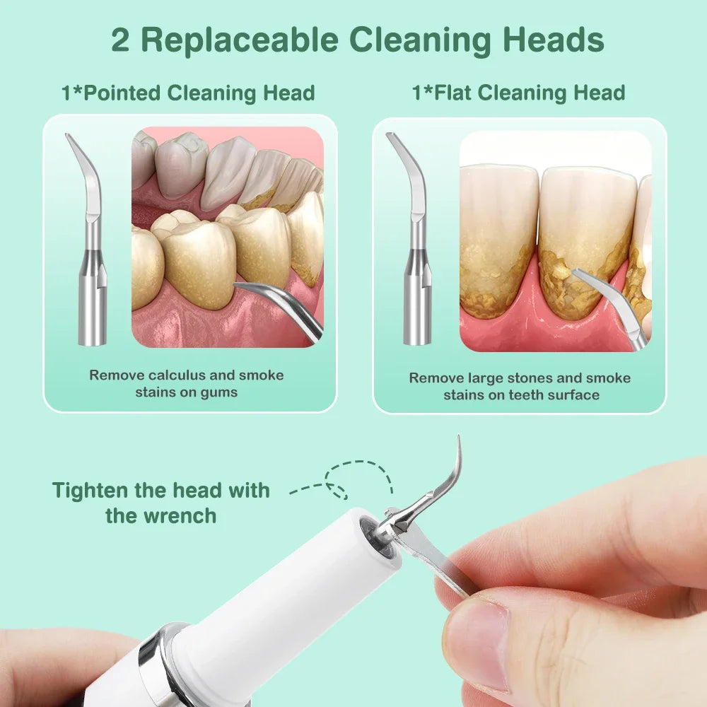 AFDEAL Ultrasonic Dental Cleaner – 5 Modes, LED, 2 Heads