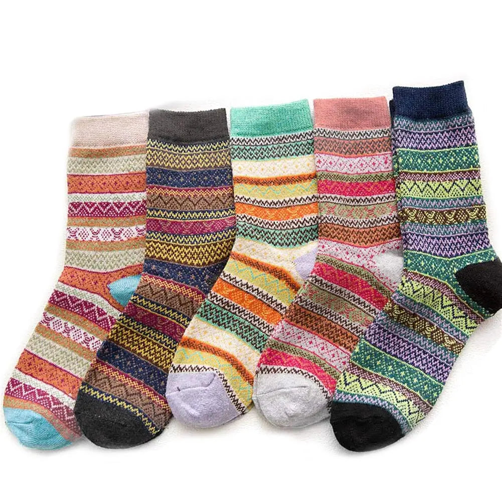 5-Pack Women's Soft Warm Crew Socks – Winter Gift Set