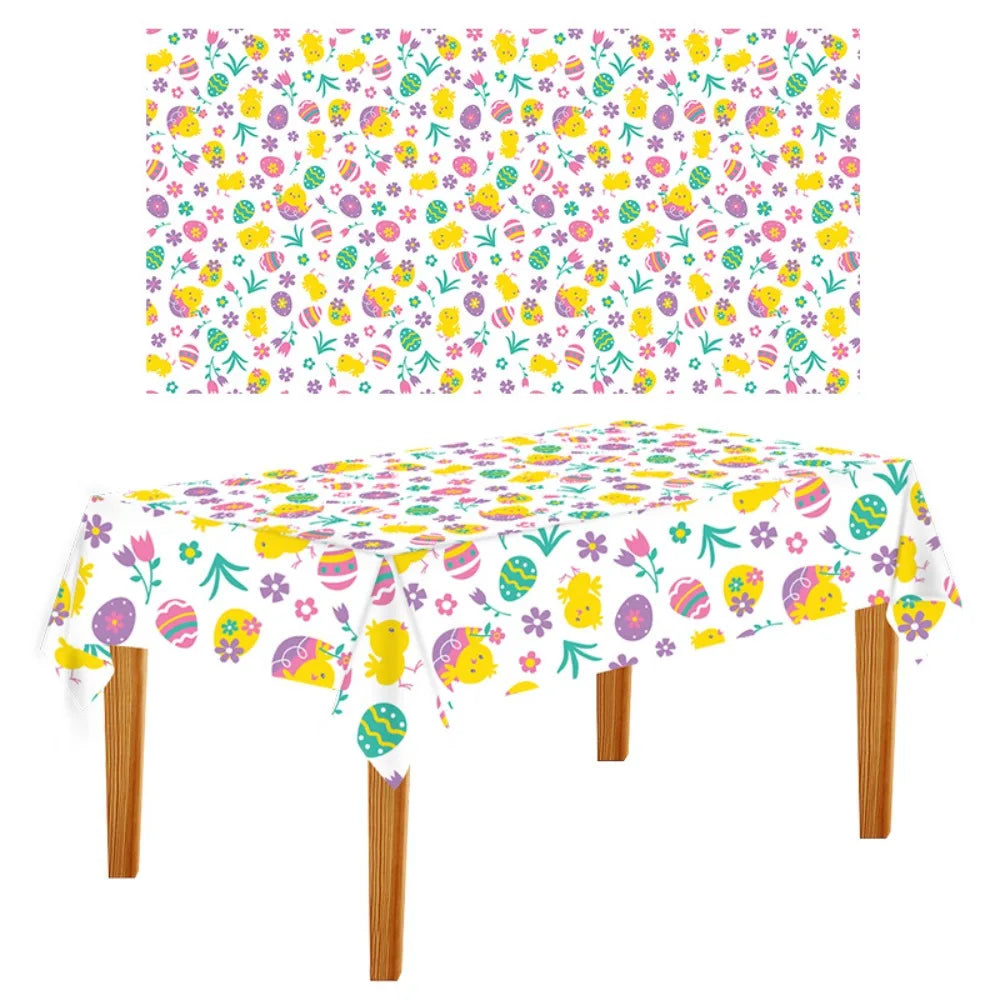 Easter Rabbit Bronzing Tablecloth 137x274cm Disposable Cover