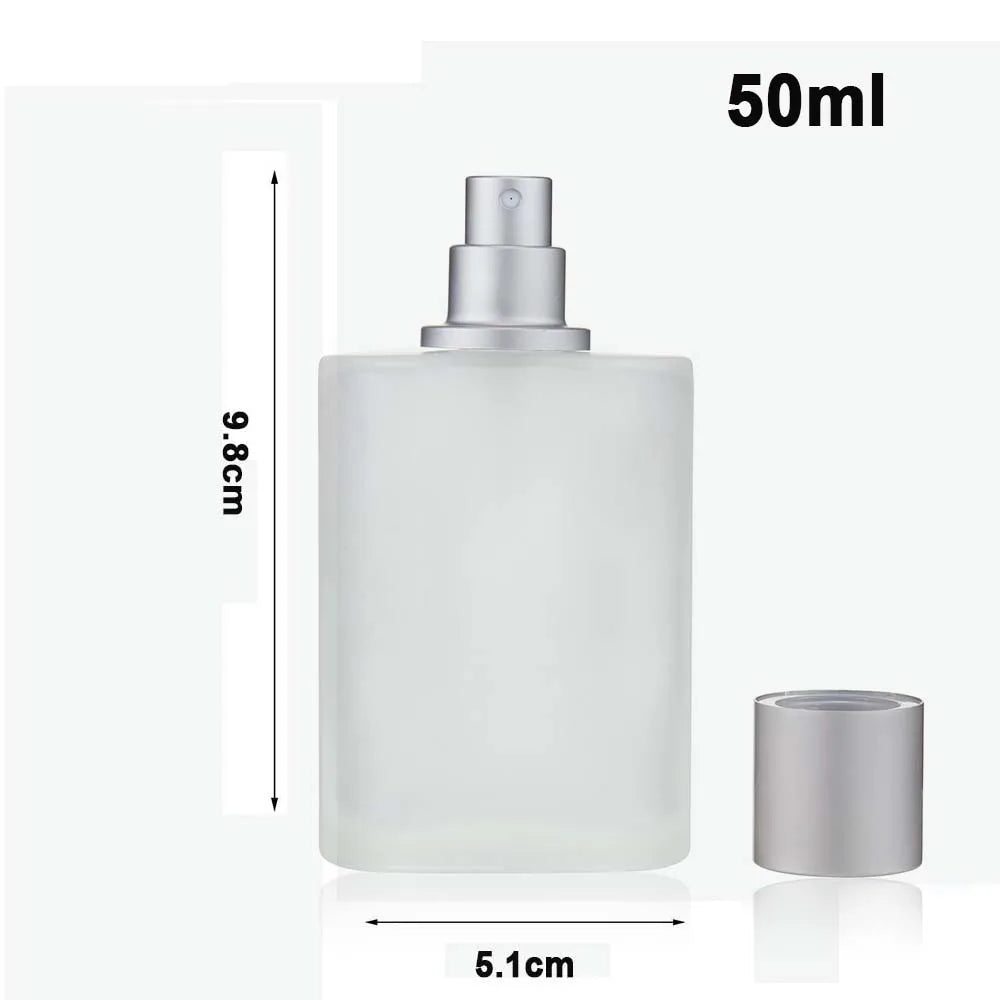 Frosted Square Glass Perfume Atomizer Refillable Spray Bottle 30/50ml