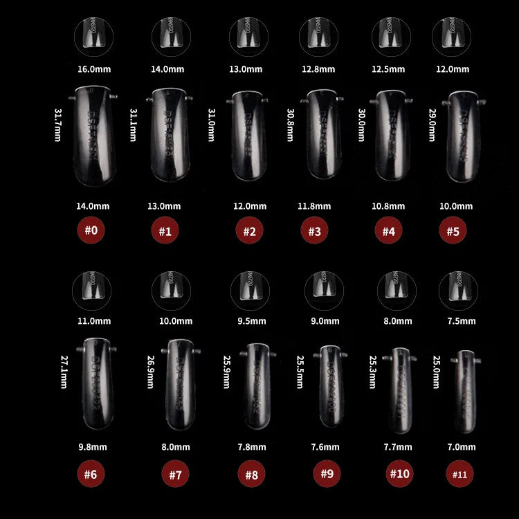 120pcs Clear Nail Tips – Coffin Almond Stiletto Full Cover Set