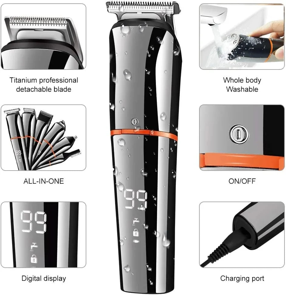 Kemei 11-in-1 Men's Electric Hair & Beard Grooming Trimmer Kit