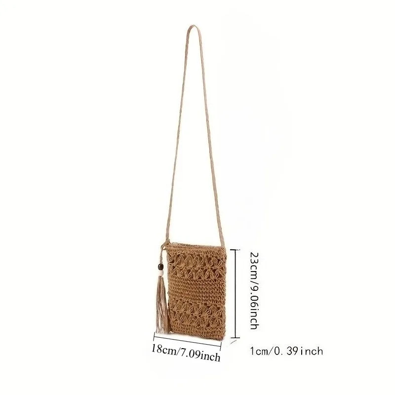 Women's Woven Straw Shoulder Bag | Casual Summer Beach Tote