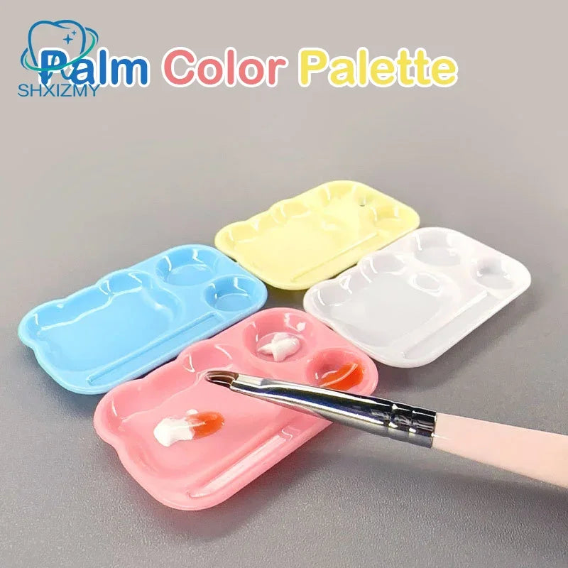 Cartoon Nail Art Color Mixing Palette with Brush Holder