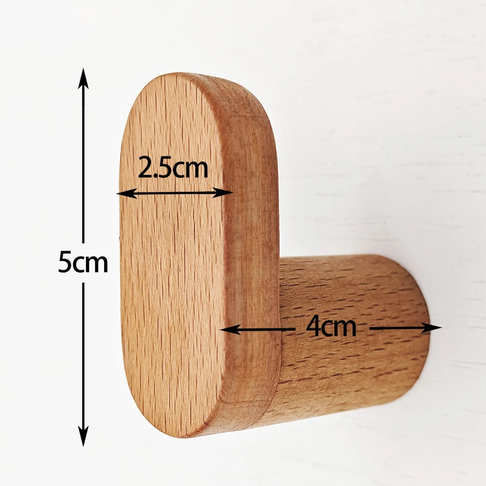 Beech Wood Wall Hook – Coat Rack, Key & Hat Hanger