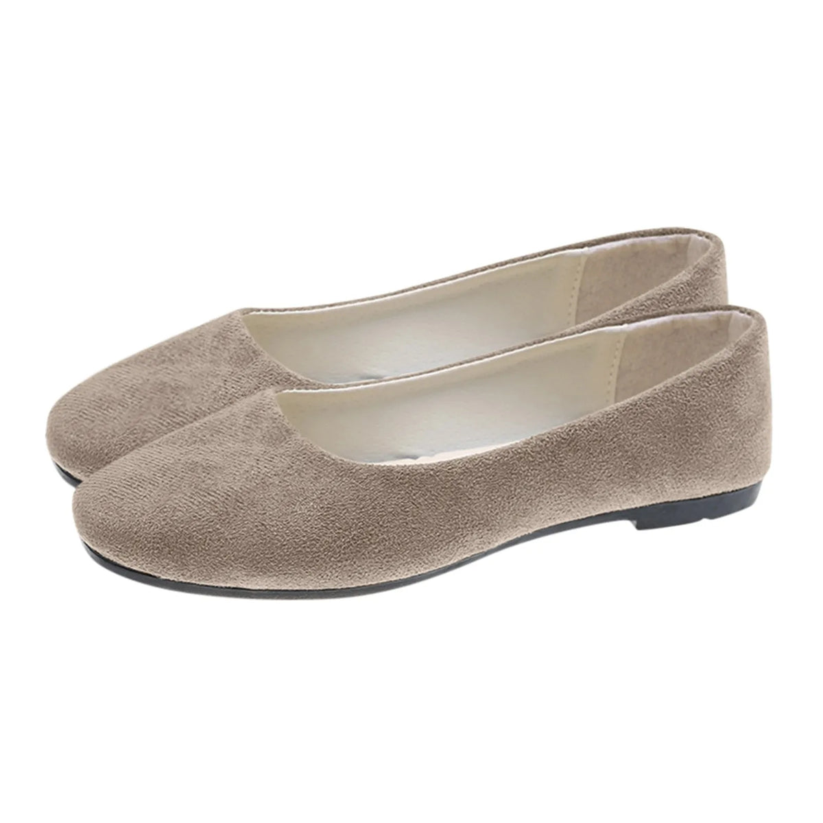 Women's Suede Ballet Flats Slip-On Round Toe Ballerina Shoes