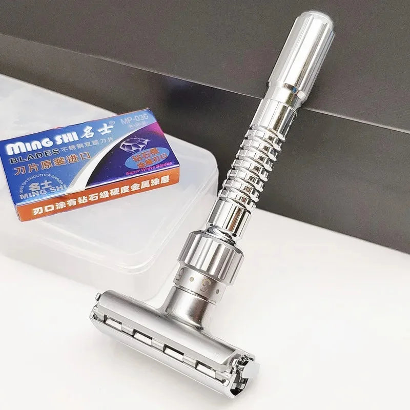 Adjustable Double Edge Safety Razor – Stainless Steel Classic