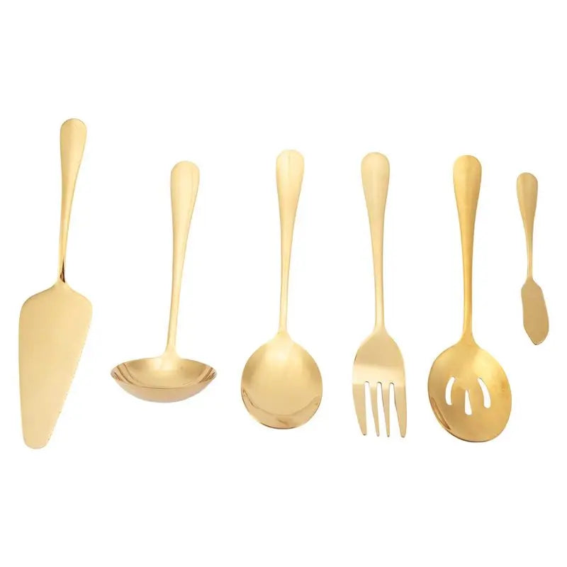 6-Piece Stainless Steel Serving Flatware Set | Cake Server & Spoons