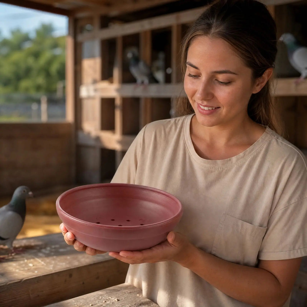 Round Plastic Pigeon Nest Bowl with Ventilation Holes | Bird Breeding
