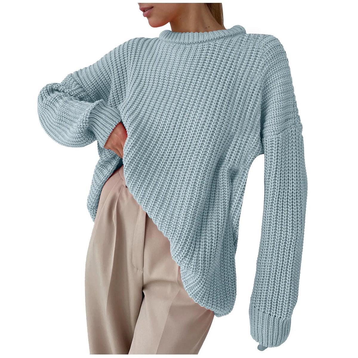 Women's Oversized Chunky Knit Crewneck Pullover Sweater
