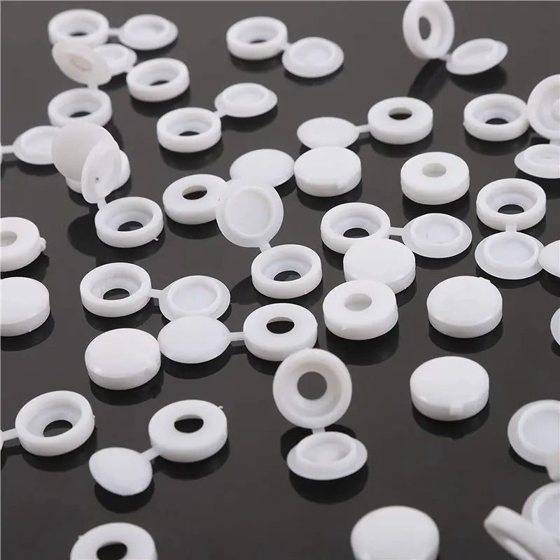 800 Pcs White Plastic Hinged Snap-On Screw Cover Caps