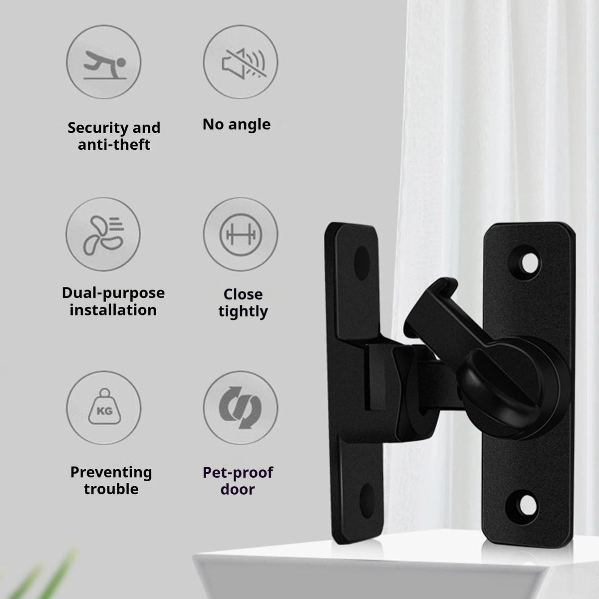 Barn Door Slide Latch Lock – No-Drill Aluminium Hardware