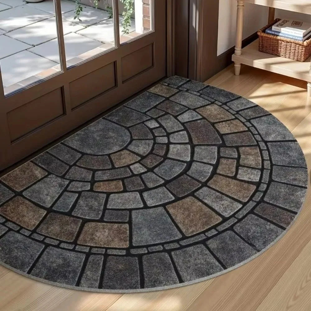 Soft Semi-Circle Door Mat – Absorbent Non-Slip Entry Rug