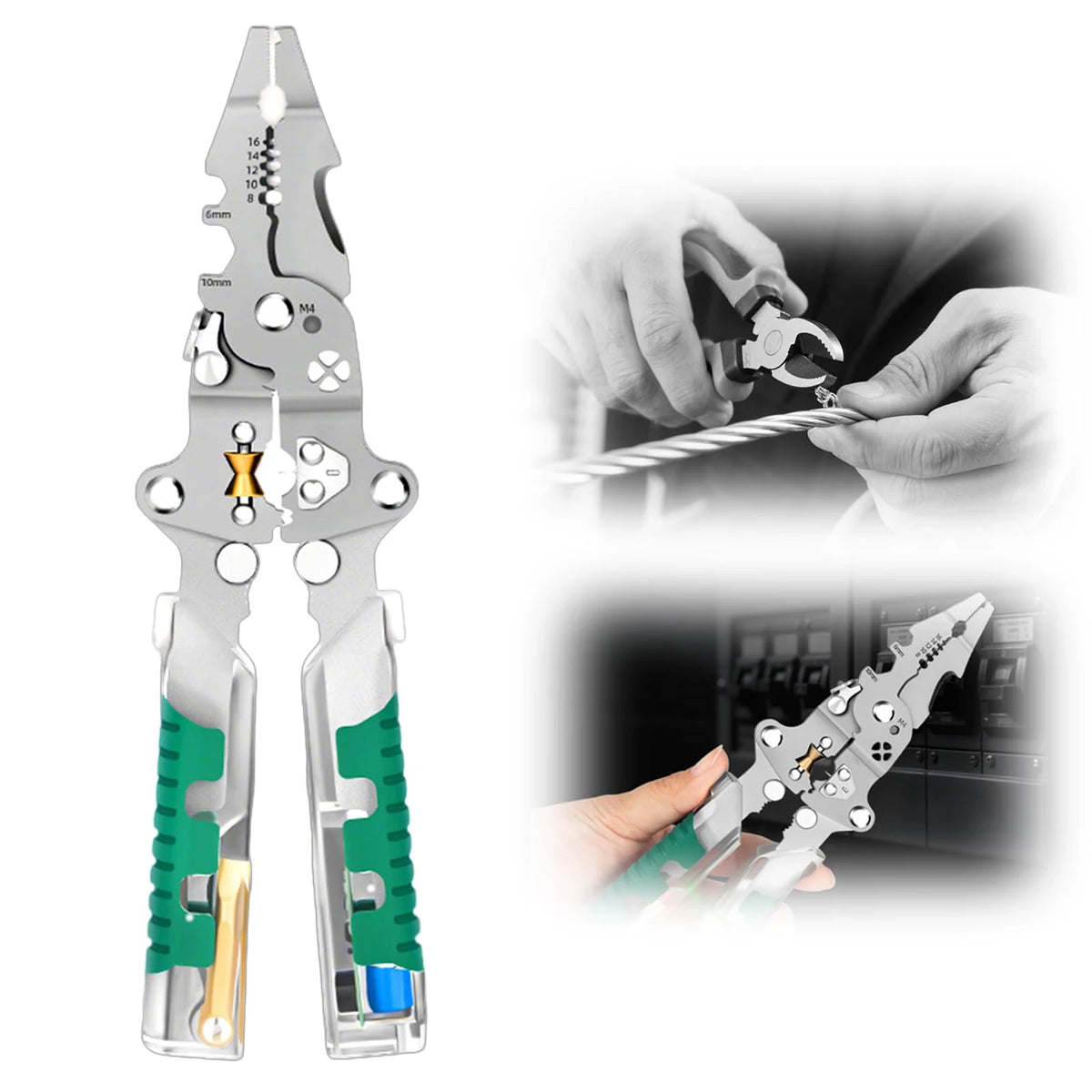 Multifunction Electrician Pliers – Wire Stripper, Crimper & Voltage Tester