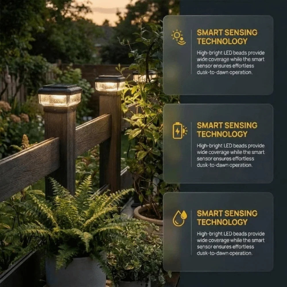 IP65 Solar LED Post Cap Light – Outdoor Fence Warm White