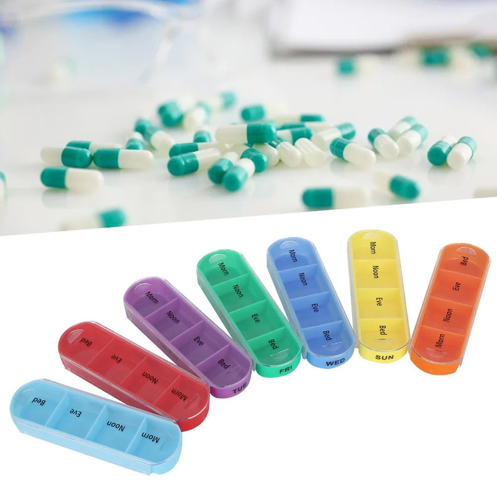 28-Grid Weekly Pill Organizer 4x Daily with Travel Bag
