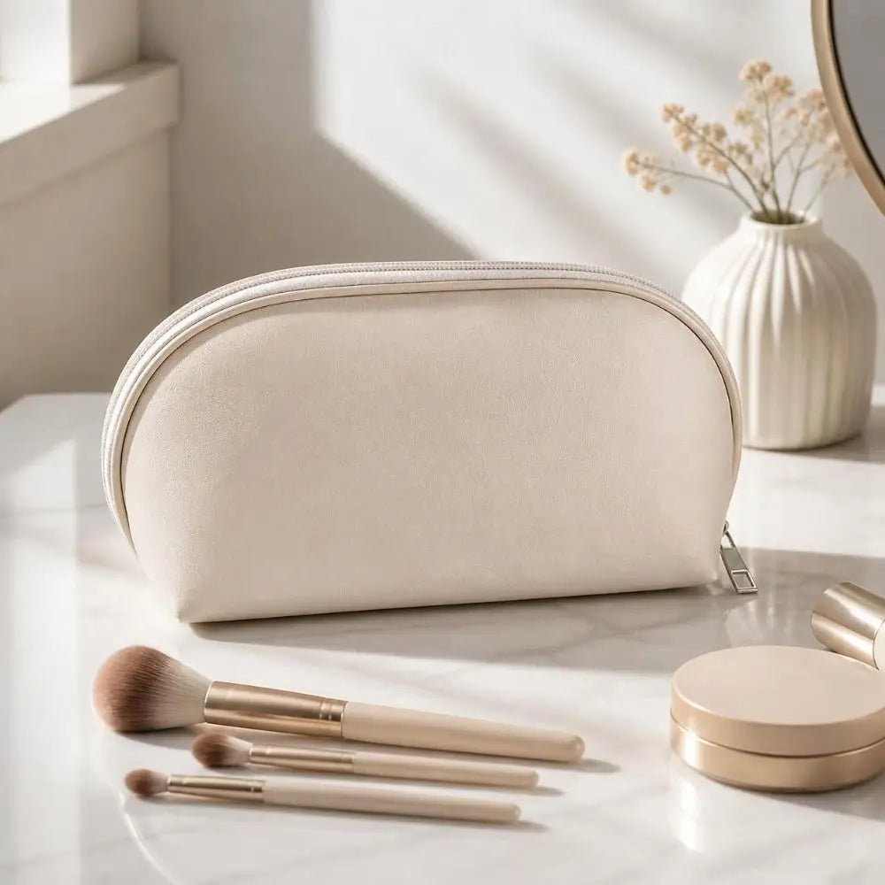 PU Leather Cosmetic Bag Large Capacity Travel Makeup Pouch