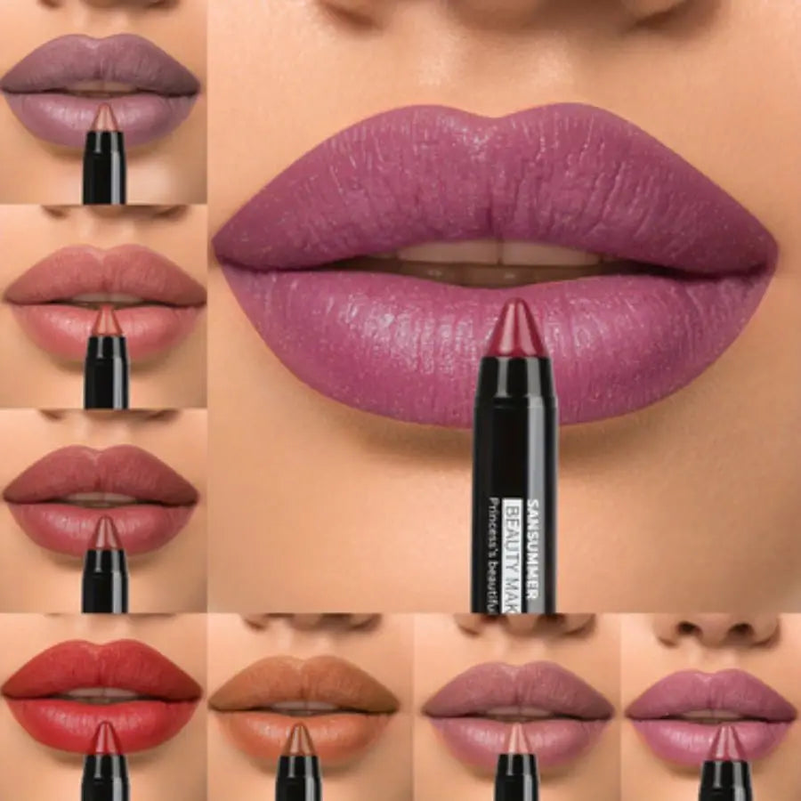 VIBE 8-Color Matte Moisturizing Lipstick Crayons – Waterproof