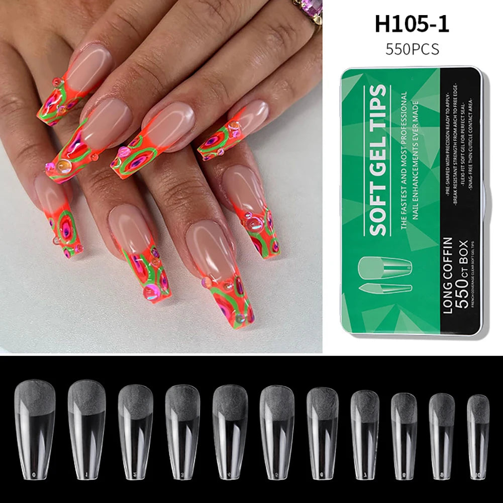 Yoxier Ultra Thin Soft Gel Full Cover Matte Press On Nails 440/550pc
